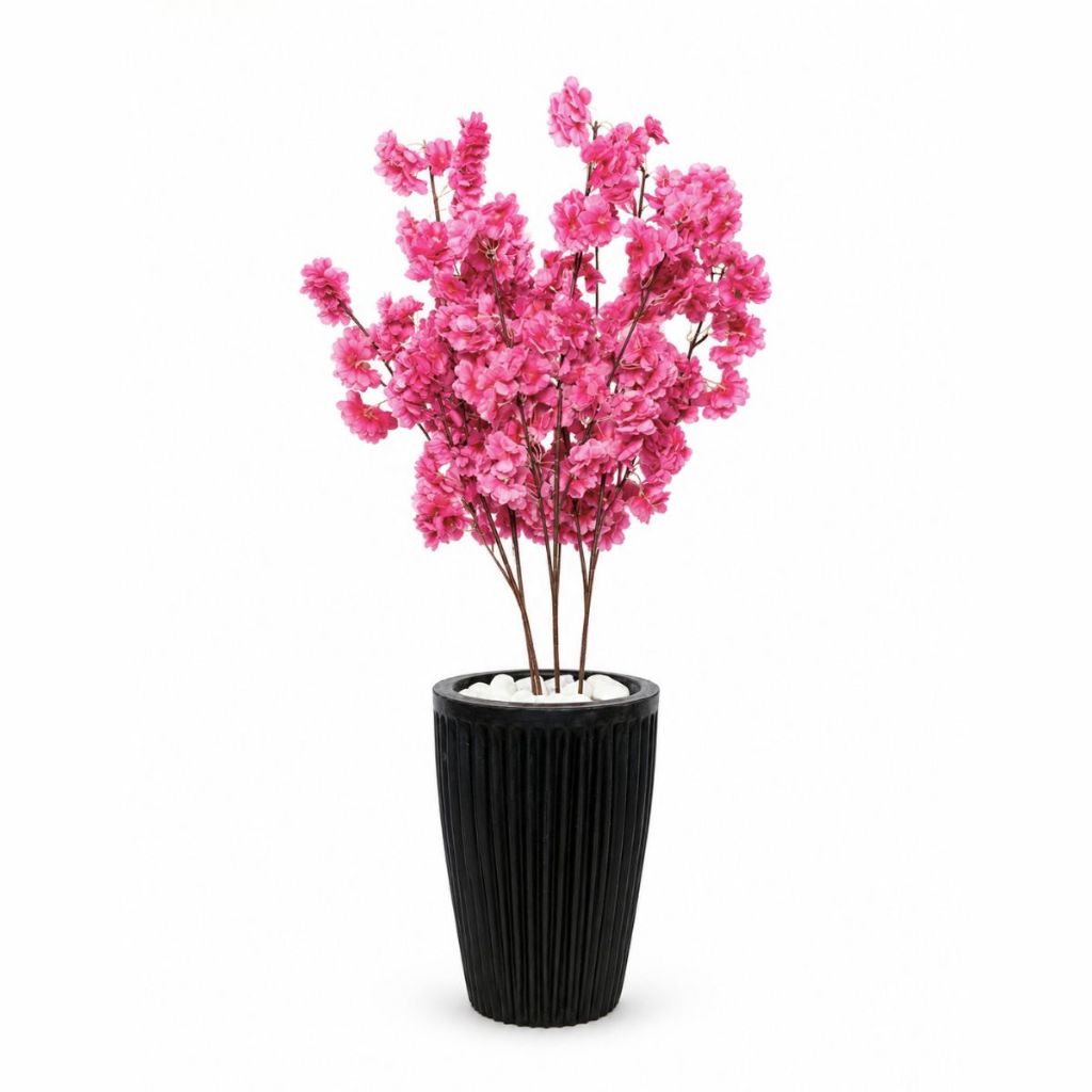 Planta Artificial Cerejeira Vaso Polietileno Preto Enfeite