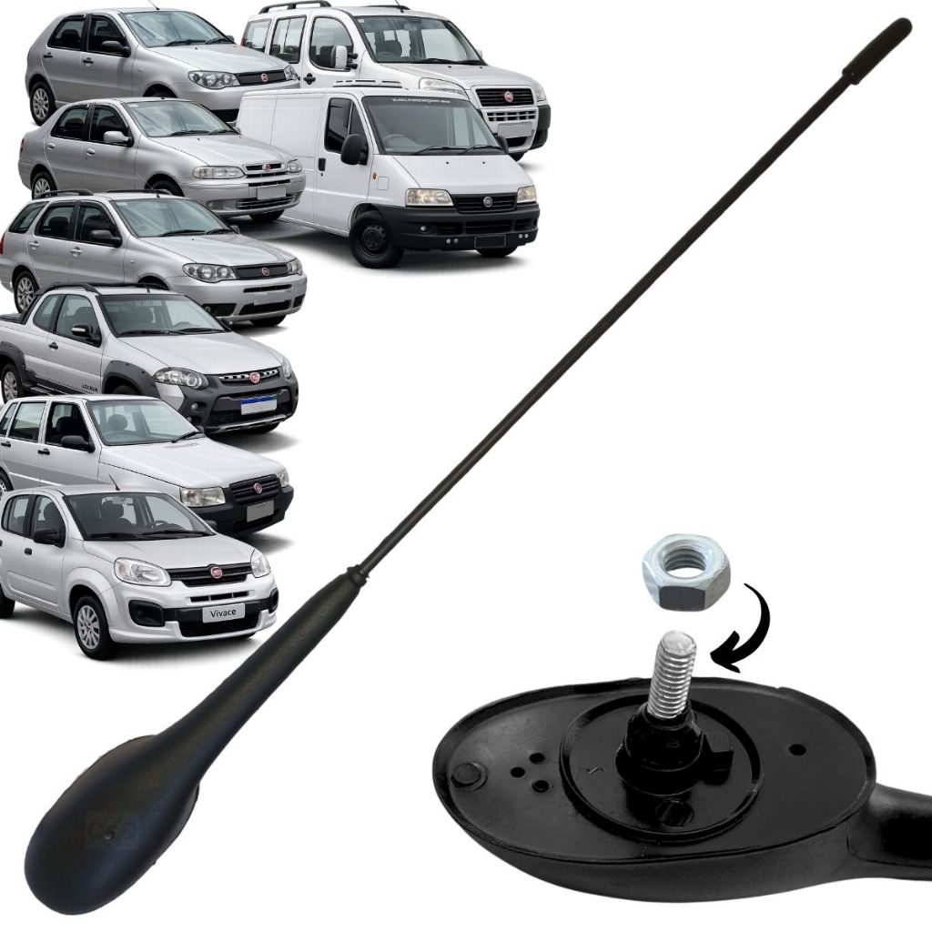 Antena de Teto Am/Fm Som Radio Para Fiat Palio Siena Weekend Strada Uno Doblo Fiorino Ducato Mobi