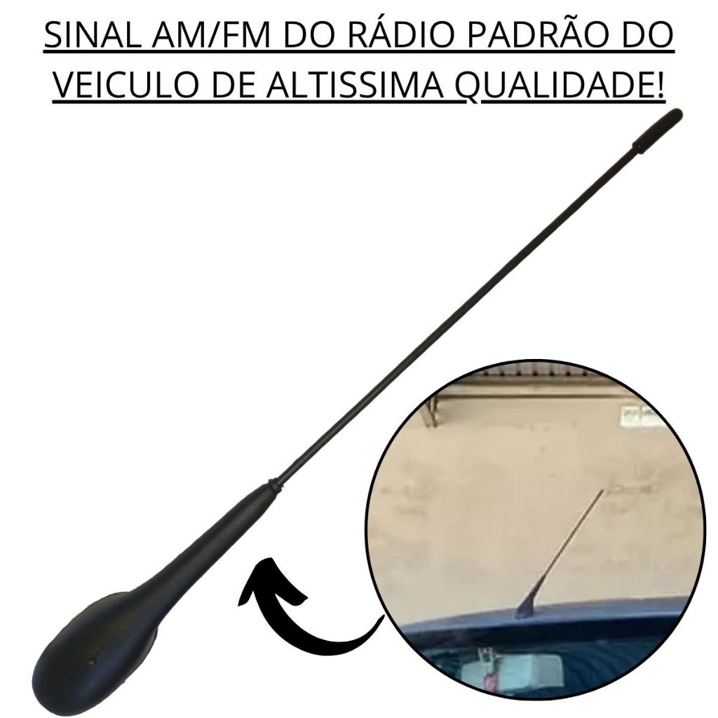 Antena de Teto Am/Fm Som Radio Para Fiat Palio Siena Weekend Strada Uno Doblo Fiorino Ducato Mobi