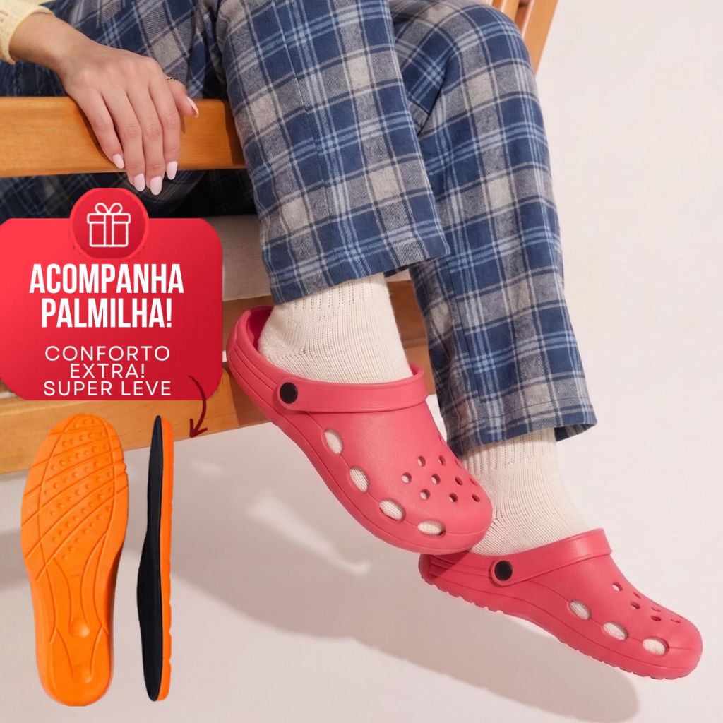 Babuche + Palmilha Conforto Unissex PVC Micro Expandido Antiderrapante Leve Resistente Dia a Dia
