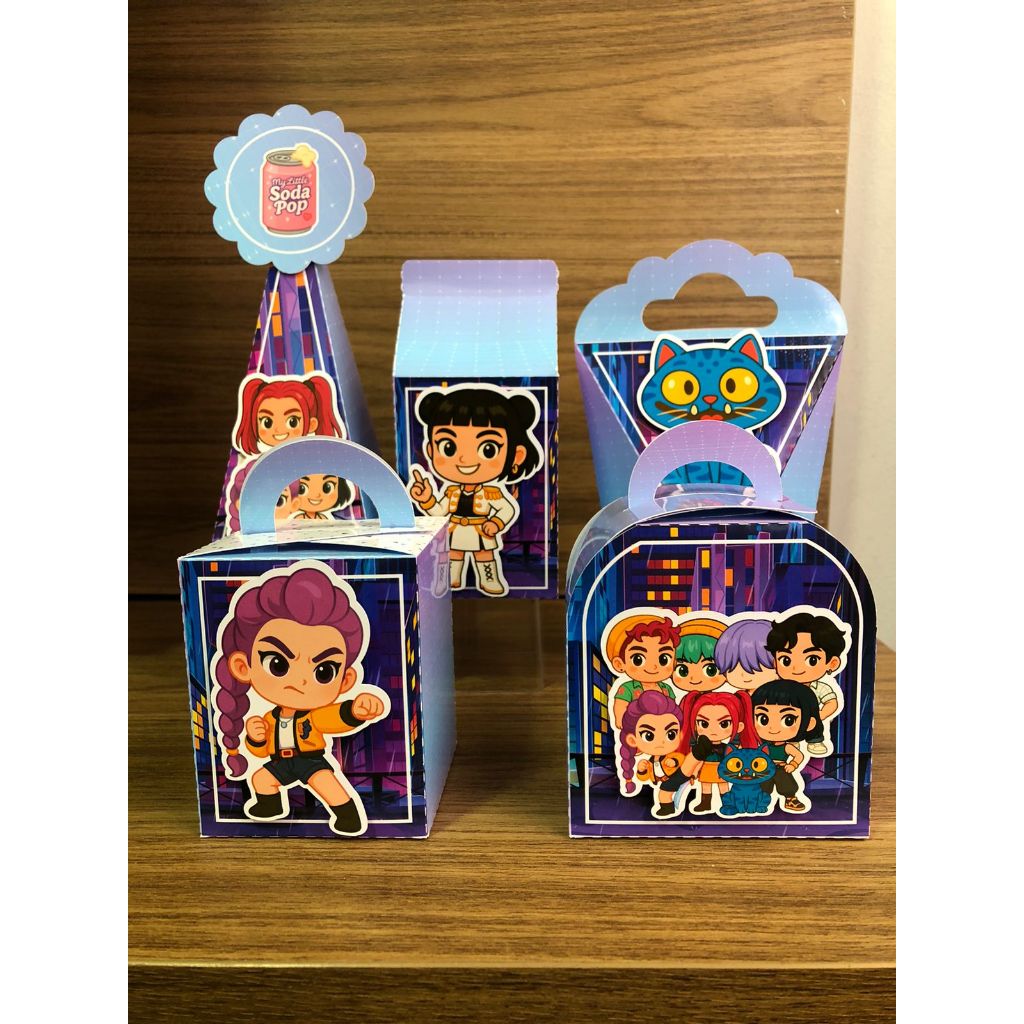 Kit Festa Guerreiras do K-pop | Caixas Personalizadas 3D | Lembrancinha aniversario - Pegue e Monte