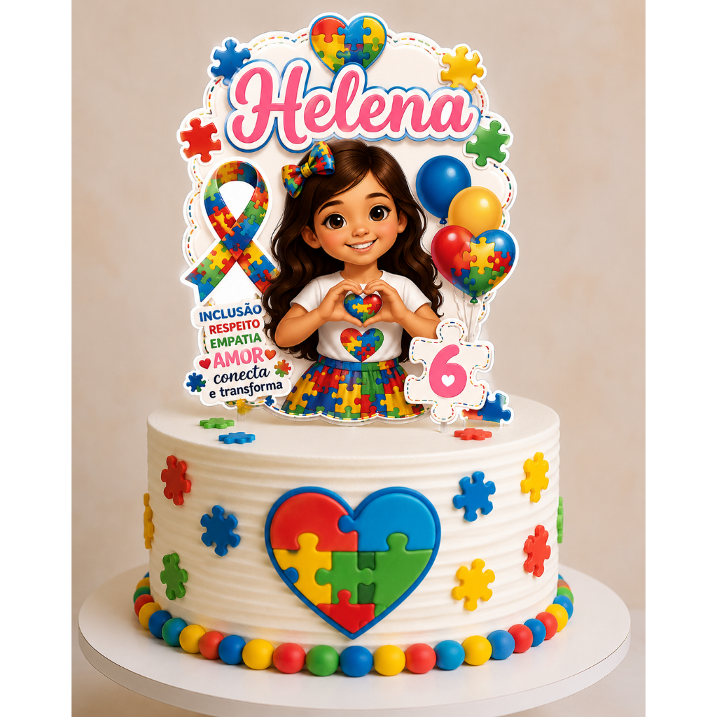 Topo Tema Autismo - personalizados - mêsversário - festa infantil - lembrancinhas - aniversário - topper - papelaria -