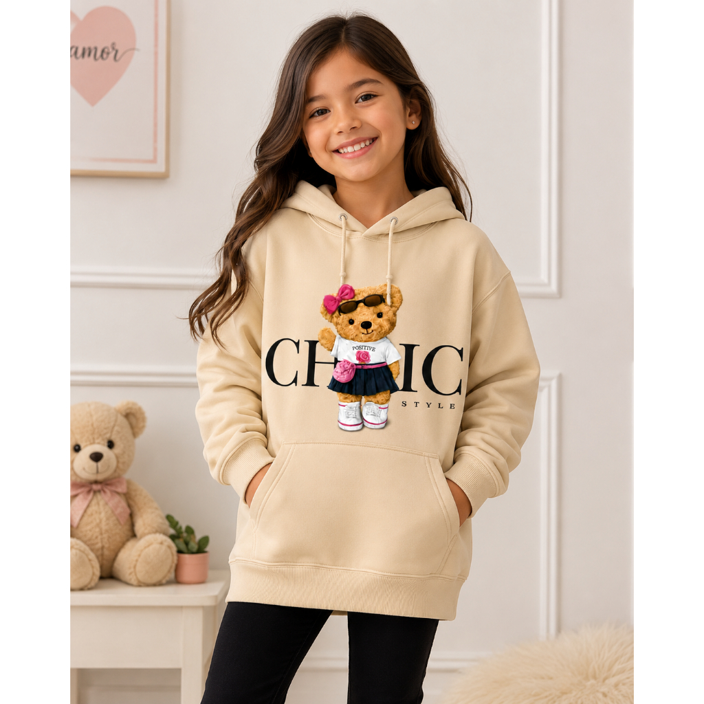 Moletom Infantil Ursinha Chic Style Com Capuz e bolso algodão quentinho entrega rapida 02 ao 16