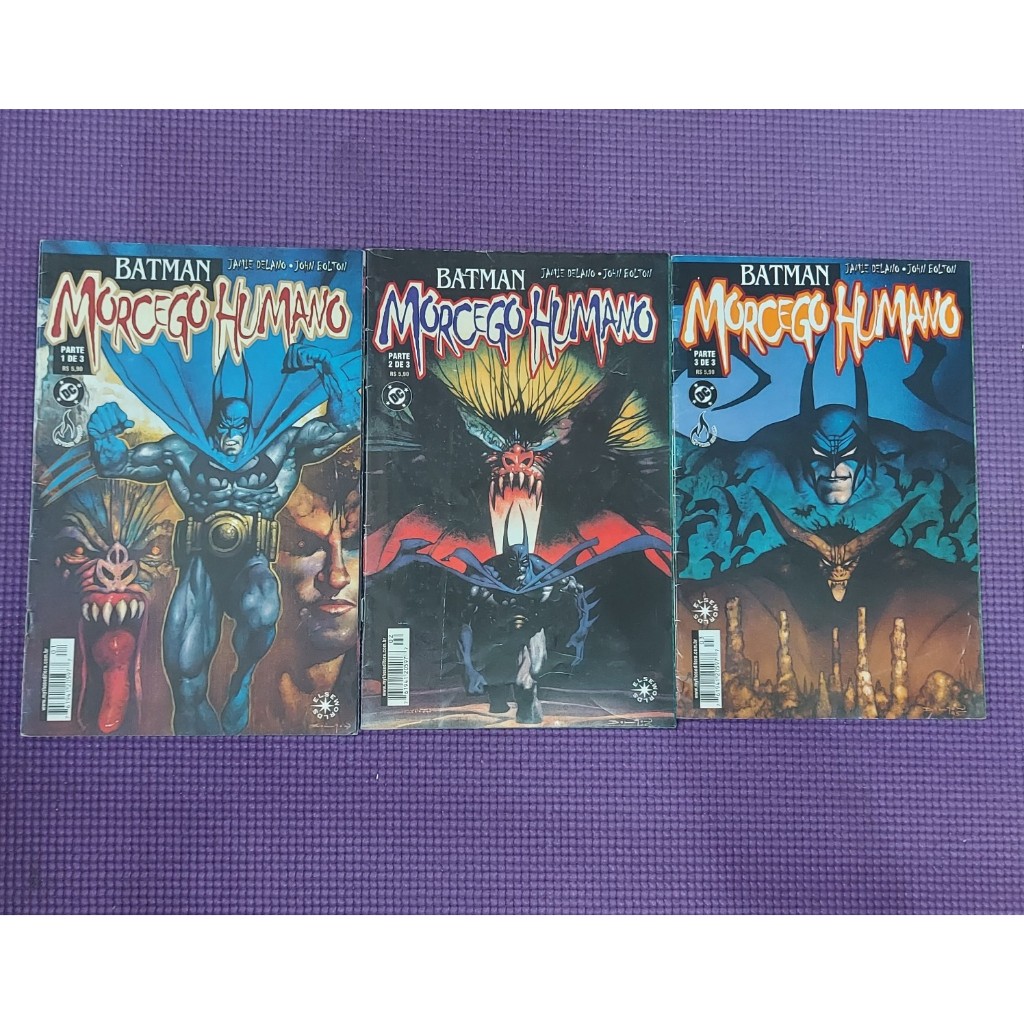 BATMAN MORCEGO HUMANO N°: 01 ao 03 COMPLETO MINI SÉRIE HQ PT BR MYTHOS EDITORA PACOTE