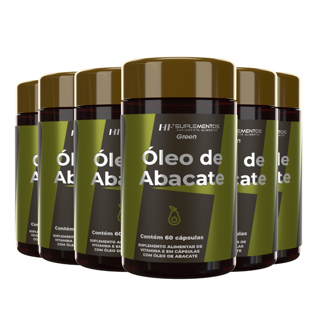 6x OLEO DE ABACATE COM VITAMINAS 1000MG 60 CAPS HF SUPLEMENTOS