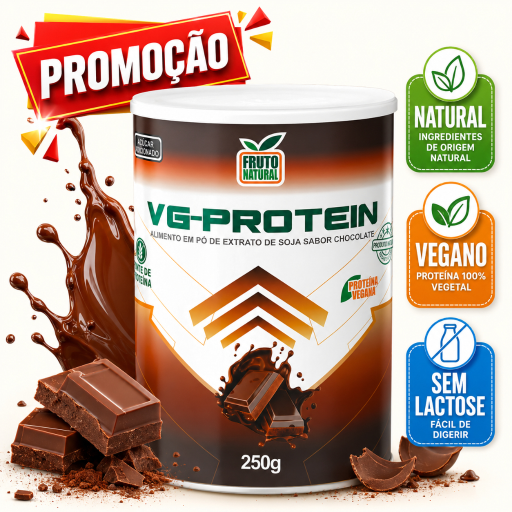 Whey Protein Vegano Chocolate Proteína Natural em Pó 250g Suplemento Fitness