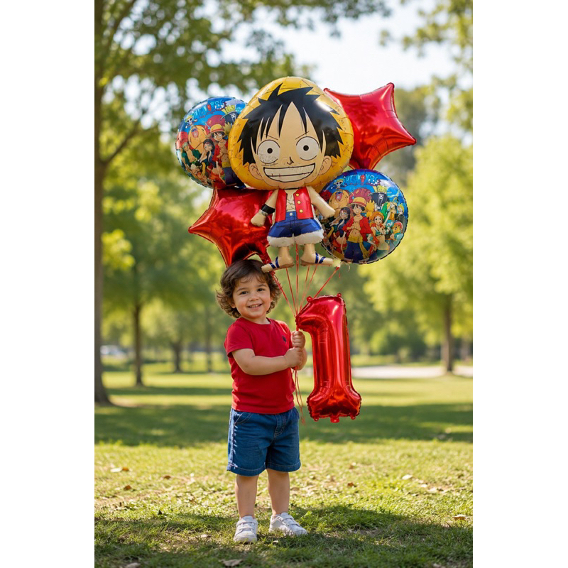 Balão Metalizado One Piece Corpo Rendondo/Estrela/Número/ Kit C/6
