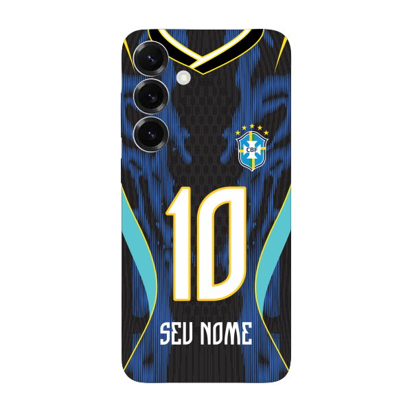 Capinha para Samsung S25 Anti Impacto Personalizada - Copa Brasil Brazil Azul com nome e número