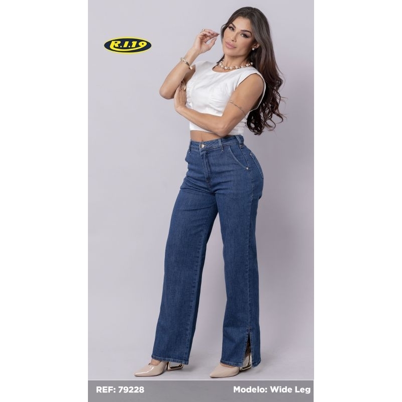 Calça Wide Leg, Cintura Alta , RI19 36,38,40,42,44 46,