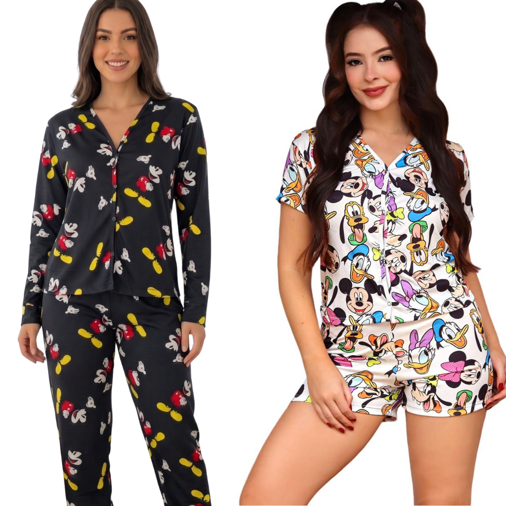Pijama Feminino Americano Aberto Estampado