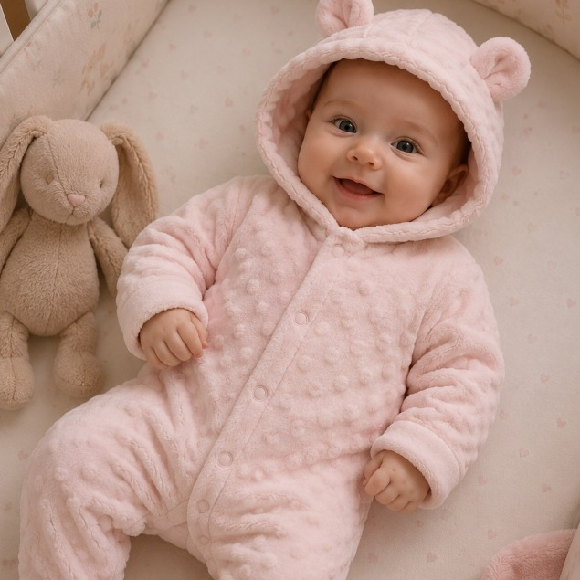 Macacão Bebê Soft Peludinho Ursinho Inverno Frio Capuz 0 a 12 Meses