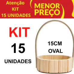 Kit 15 Cestas Oval 15cm Fraldeira Madeira Decoração com Alça