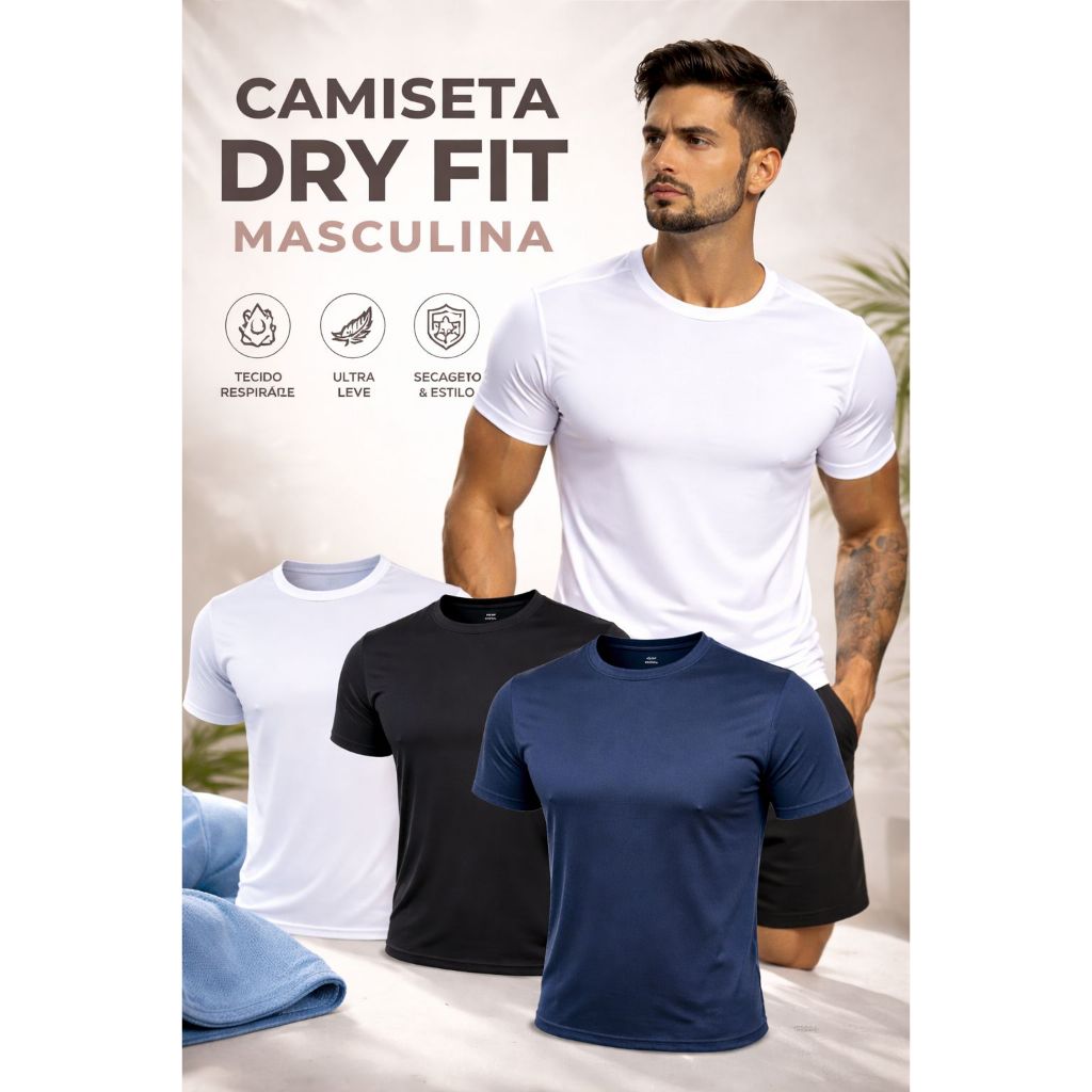 Camiseta Dry Fit Masculina Academia corrida treino Musculação Esportes Confortável