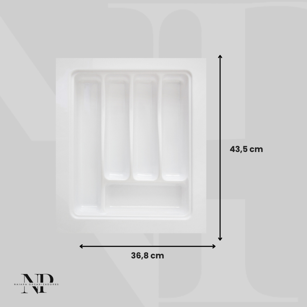 Organizador Gaveta Porta Talheres Cozinha Ajustável 5 Divisórias Branco OG-110. — imagem 2 de 2