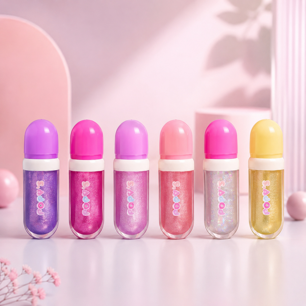 Batom Brilho Labial Cápsula Mini Gloss Lip Glitter Maquiagem Viral TikTok Kawaii Brilho Intenso