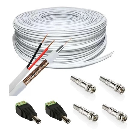 Kit Instalação 2 Câmeras De Segurança Cabo Cftv E Conectores