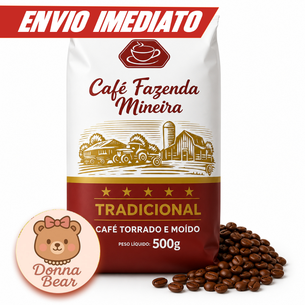 Café em Pó Arábica Artesanal Minas Gerais Sabor e Tradição 500g Fazenda Mineira Gostoso Aromático Forte