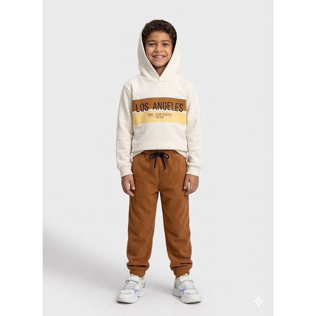 Conjunto Moletom Infantil Inverno Masculino Casaco Capuz + Calça Com Elástico L46