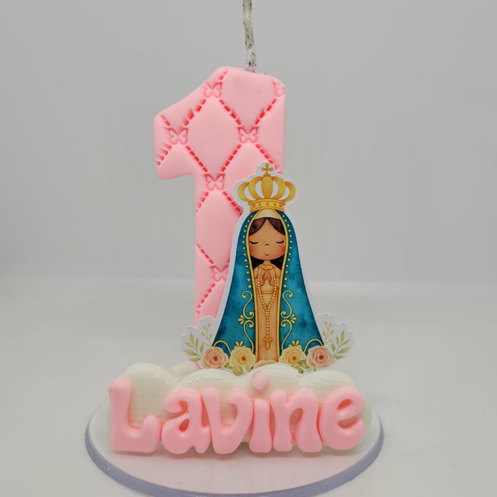 VELA PERSONALIZADA - NOSSA SENHORA APARECIDA CUTE VELA DE BISCUIT PARA FESTA DE ANIVERSARIO