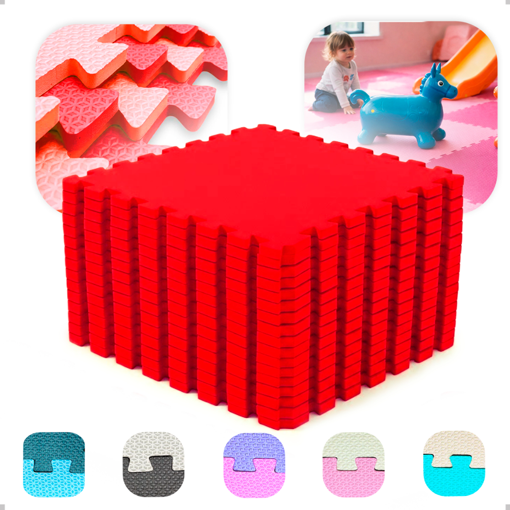 Kit 6 Placas Tatame Tapete Eva Emborrachado Linha Premium 50x50 10mm Escolha a Cor Infantil Piso