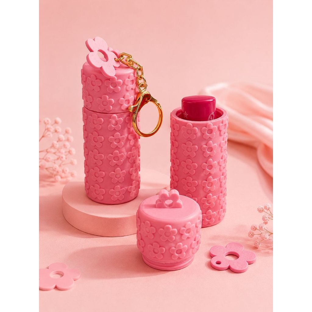 Chaveiro Porta Batom e Hidratante labial floral | Compacto, Fofo e Prático para Bolsa, Mochila e Nécessaire | Feminino