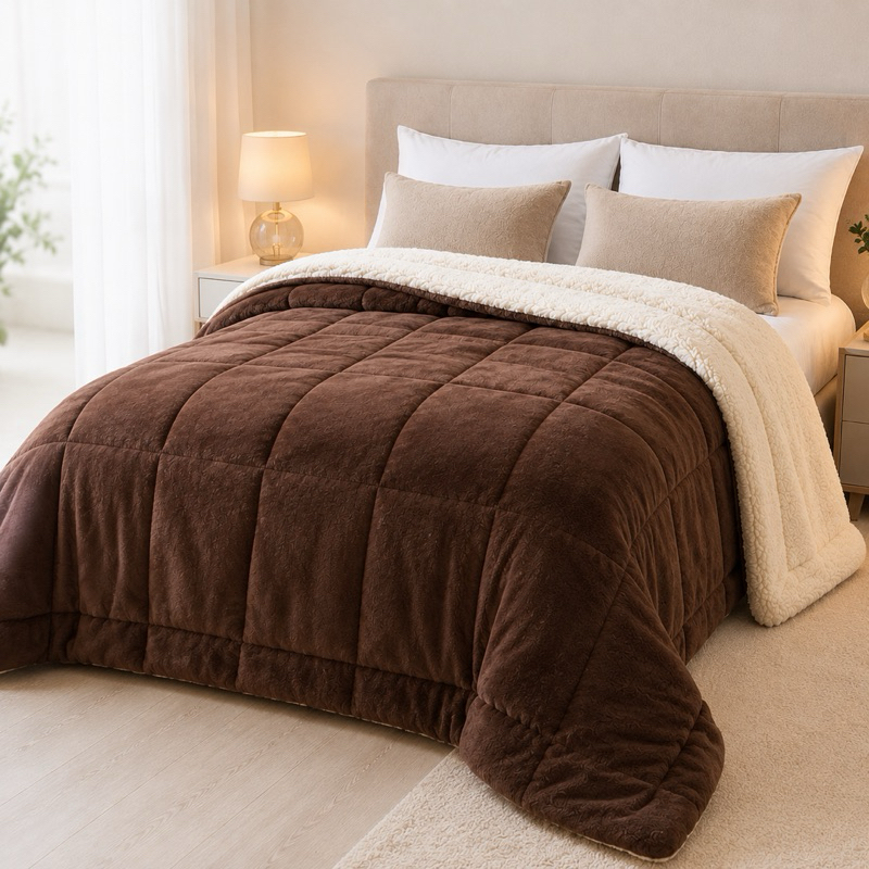 Coberdrom Sherpa Luxury Dupla Face Premium Queen Com Lã de Carneiro Cobertor Liso