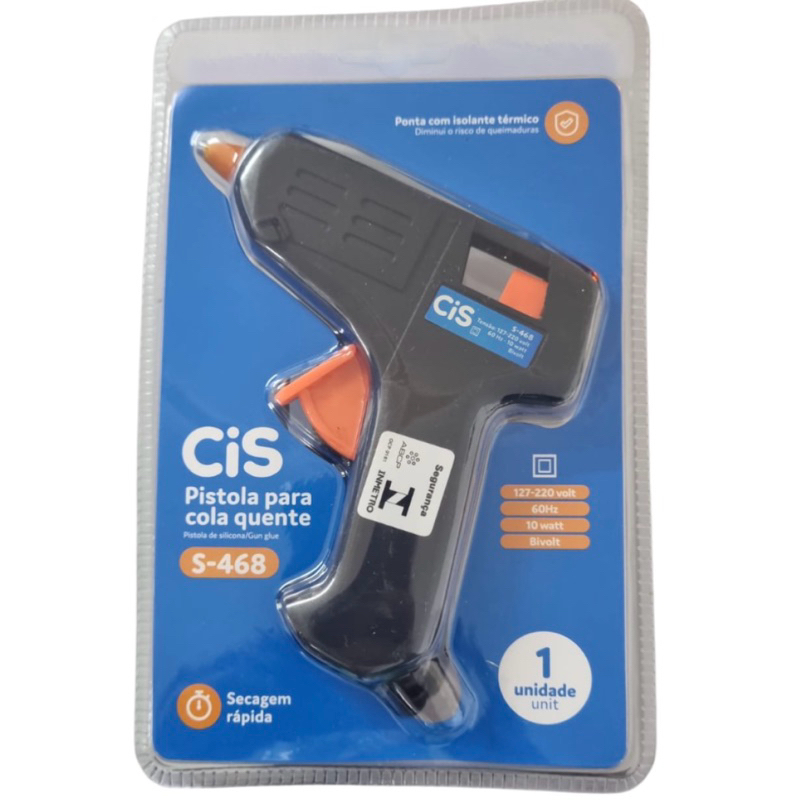 Pistola de cola quente CiS S-468. Bivolt (127/220). Com certificado do INMETRO