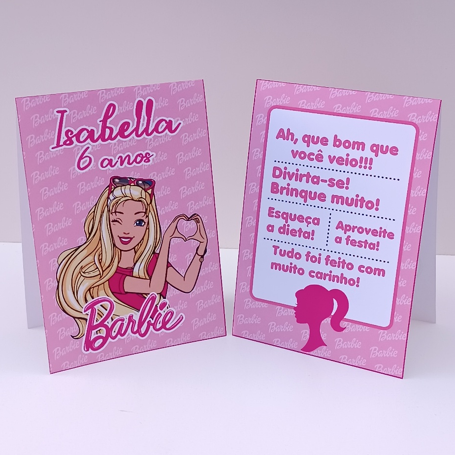 Plaquinha de Agradecimento Barbie l Personalizados l Lembrancinha de Festa l Aniversário