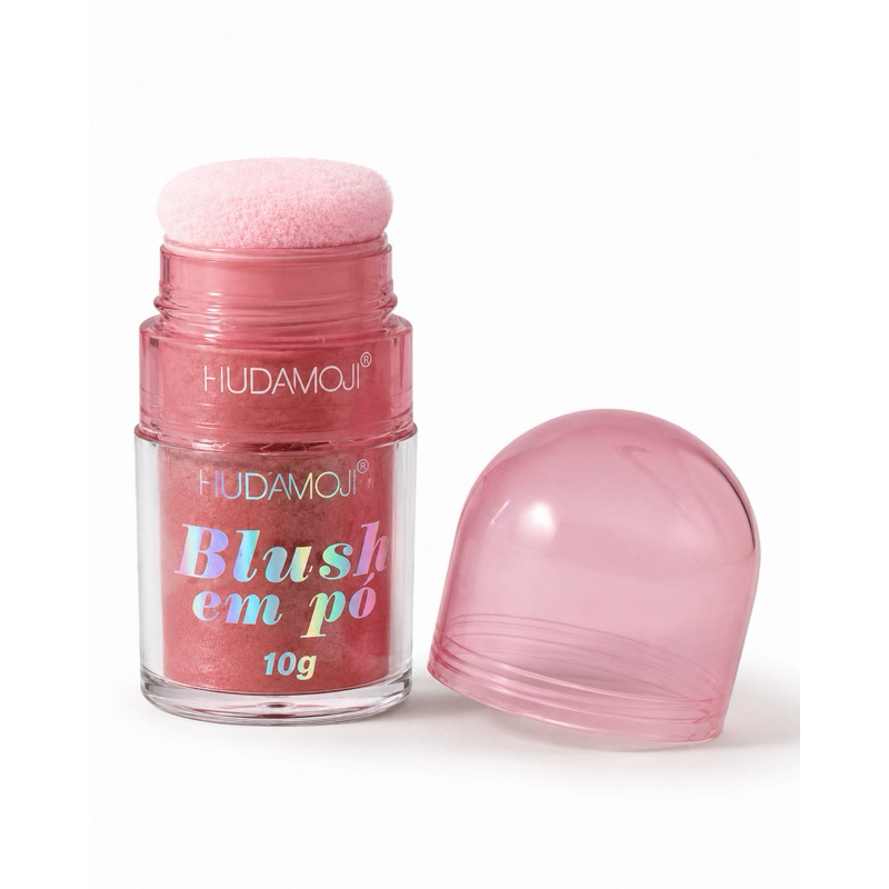 Blush em pó Hudamoji com esponja aplicadora acoplada