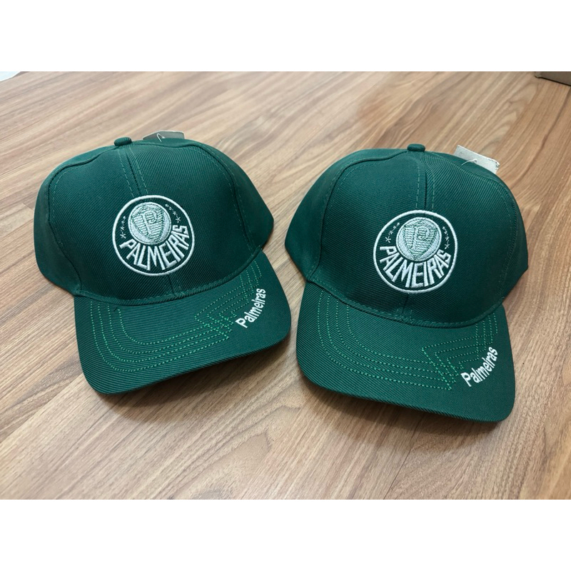 Kit 2 Bonés Palmeiras Aba Curva Fecho de Velcro Bordado na Aba Casual
