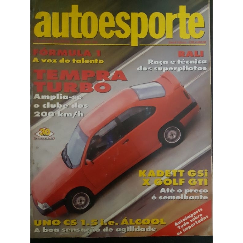 Revista Auto Esporte ABRIL de 1994 Edição n° 347 – Tempra Turbo. Uno CS 1.5. Kadett GSi x Golf GTi