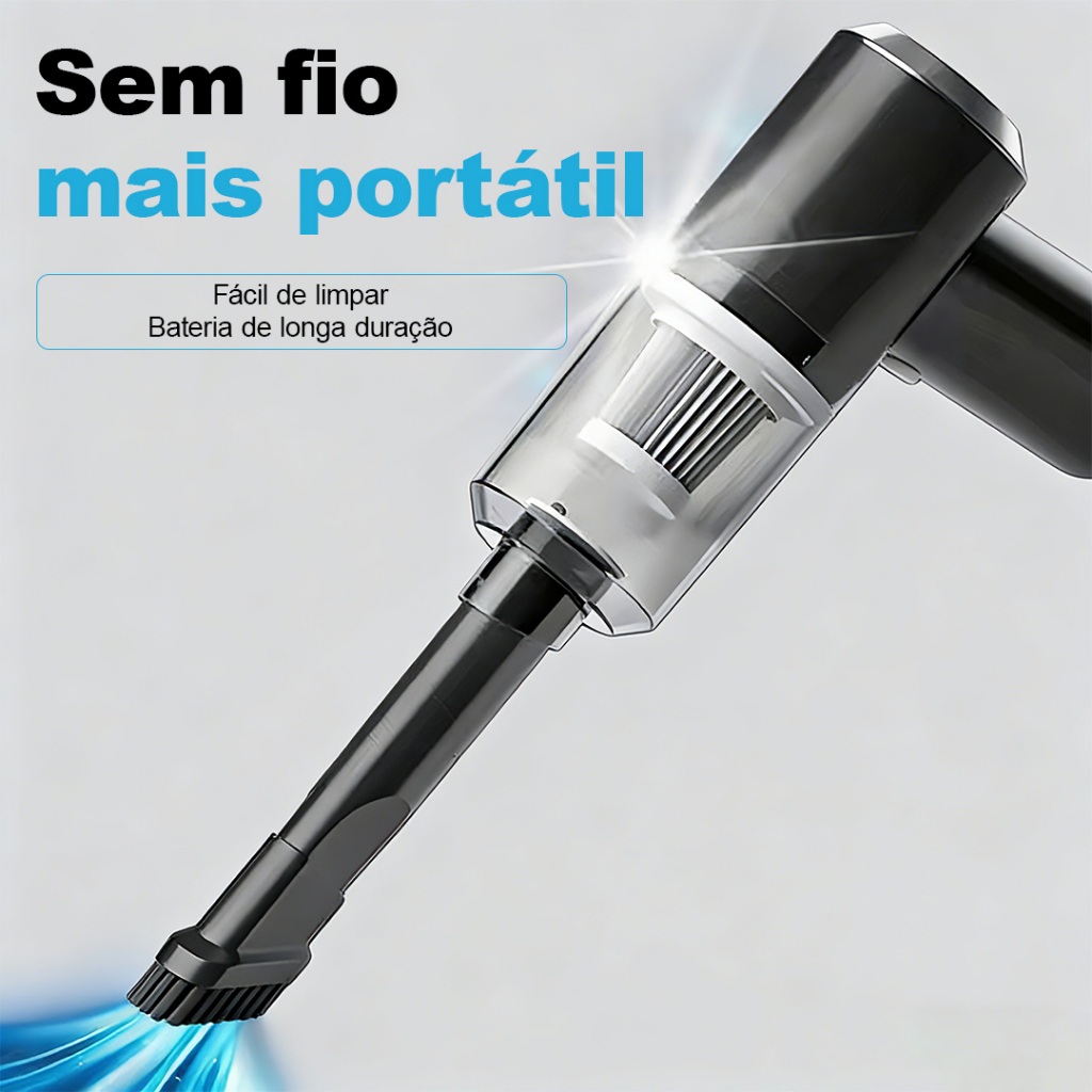 Aspirador de Pó Portátil Sem Fio Multifuncional 3 em 1