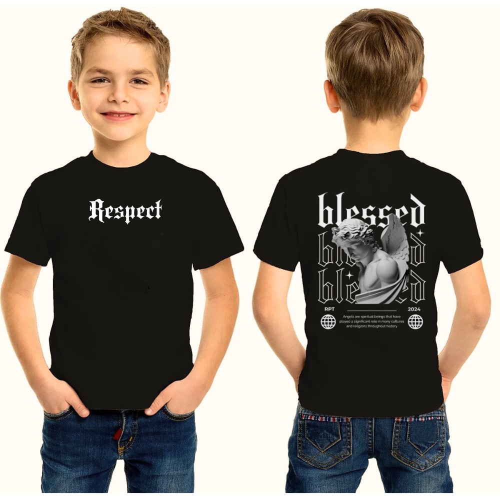 Camisa Camiseta Infantil Unissex BLESSED RESPECT Country 100% Algodão Lançamento 2025, blusa criança