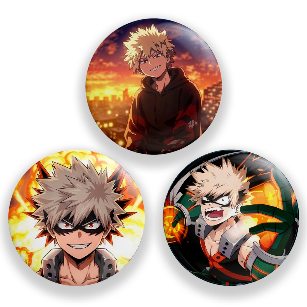 Botton Otaku Boku No Hero My Hero Academia Bakugo | 1 a 3 bottons | Conjunto