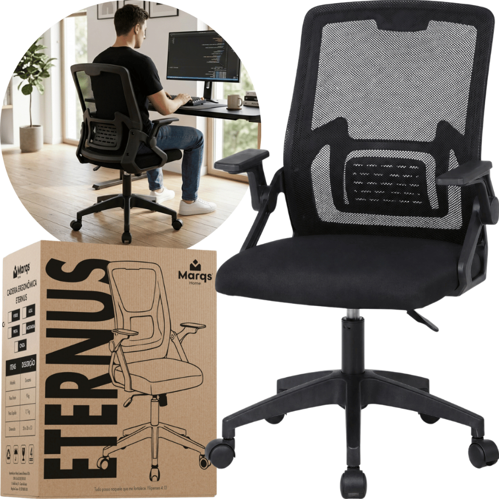 Cadeira De Escritorio Ergonômica Diretor Nr17 Ethernus Marqs Giratoria Confortavel Resistente 180 kg