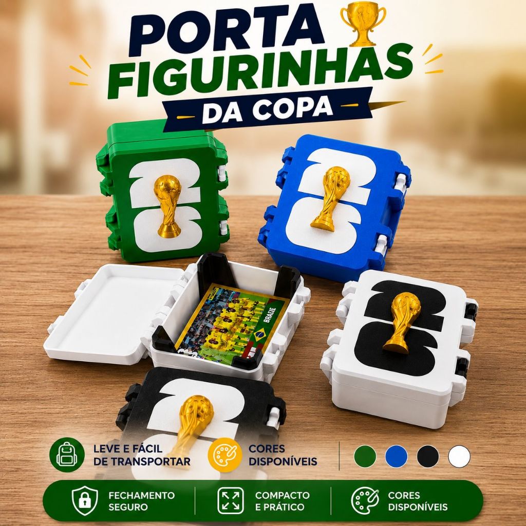 Caixa Porta Figurinhas da Copa 2026 3D | Organizador Case para Figurinhas | Cards copa do mundo