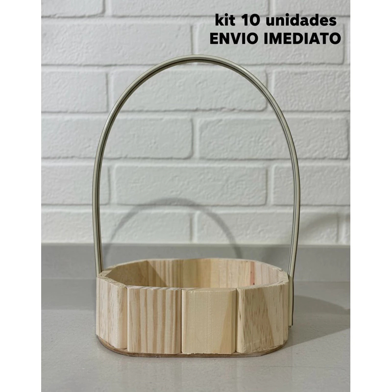 Kit 10 Cesta De Madeira 18 cm Cesta Oval 18x13 Natal