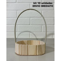 Kit 10 Cesta De Madeira 18 cm Cesta Oval 18x13 Natal