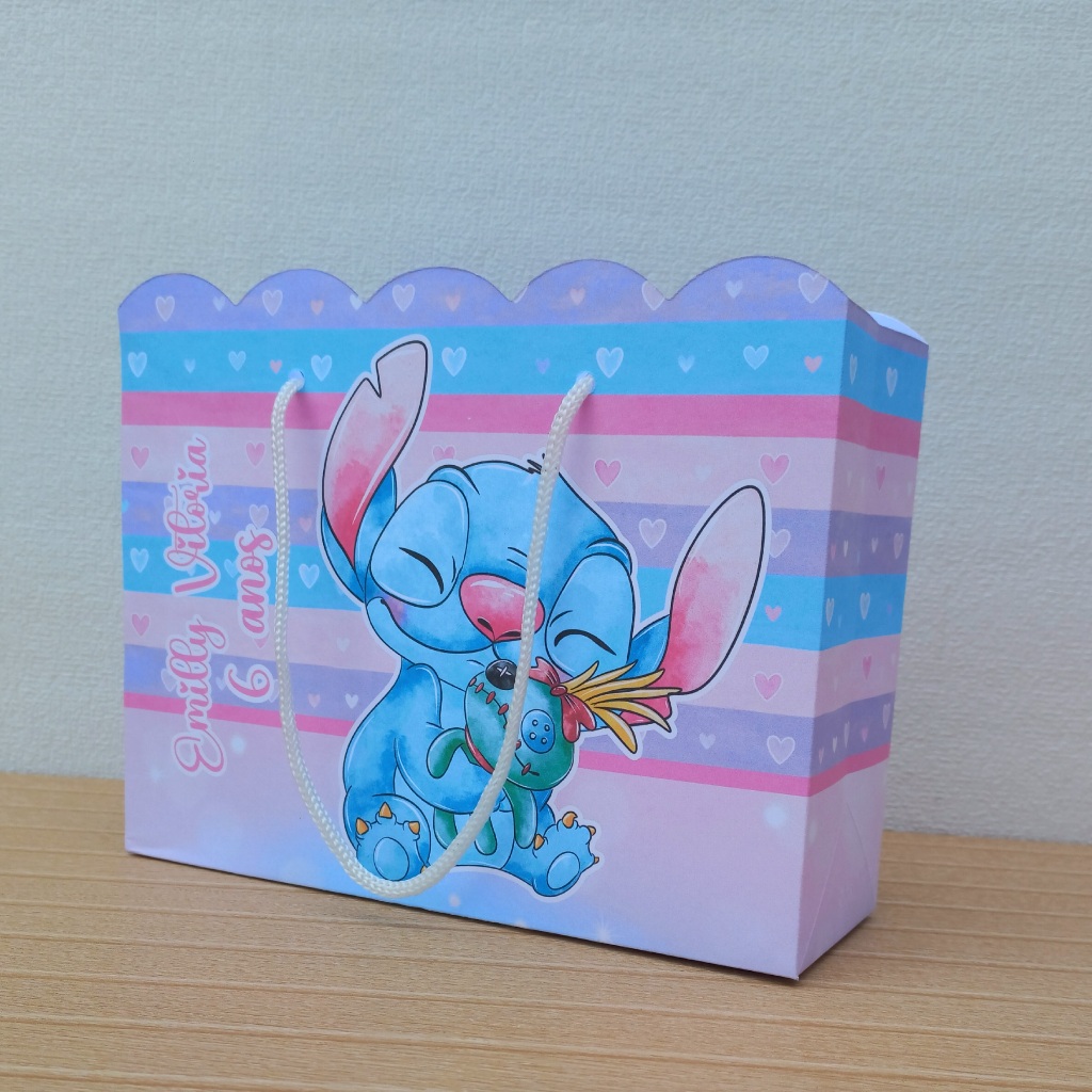 Sacolinha Personalizada G Stitch Lembrancinha Festa Infantil | Sacola Surpresa Aniversário/ Sacolinha Deitada