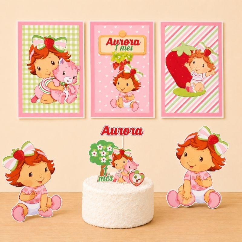 Kit Festinha Moranguinho Baby l Festa Moranguinho l Mesversário Moranguinho l Envio em 3 dias úteis