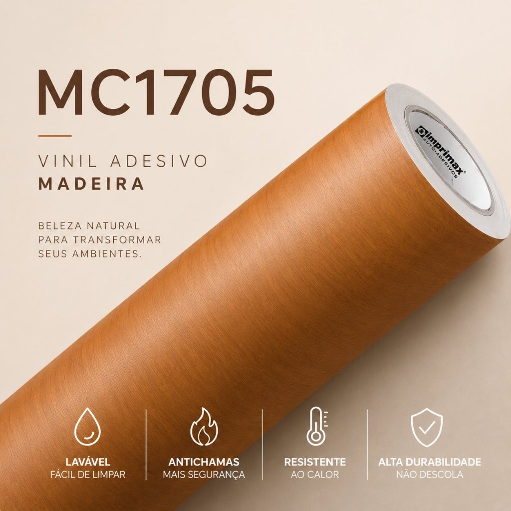 Adesivo Lavável Para Banheiro, Moveis, Pia, Paredes Madeira Carvalho MC1705- 10mx60cm de largura
