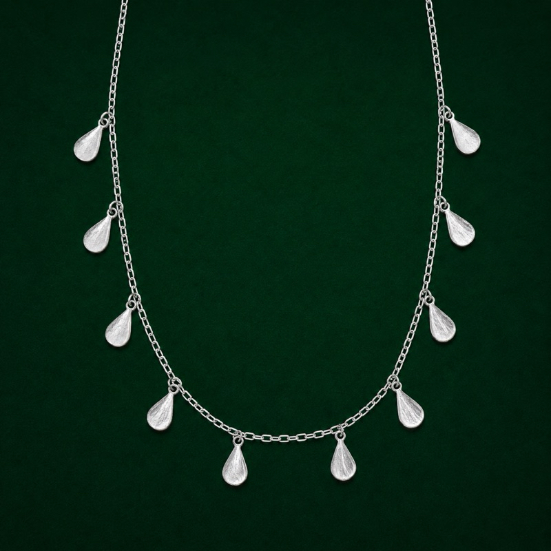 Choker Gotas Cheias Penduradas em Prata 925 Delicada e Elegante