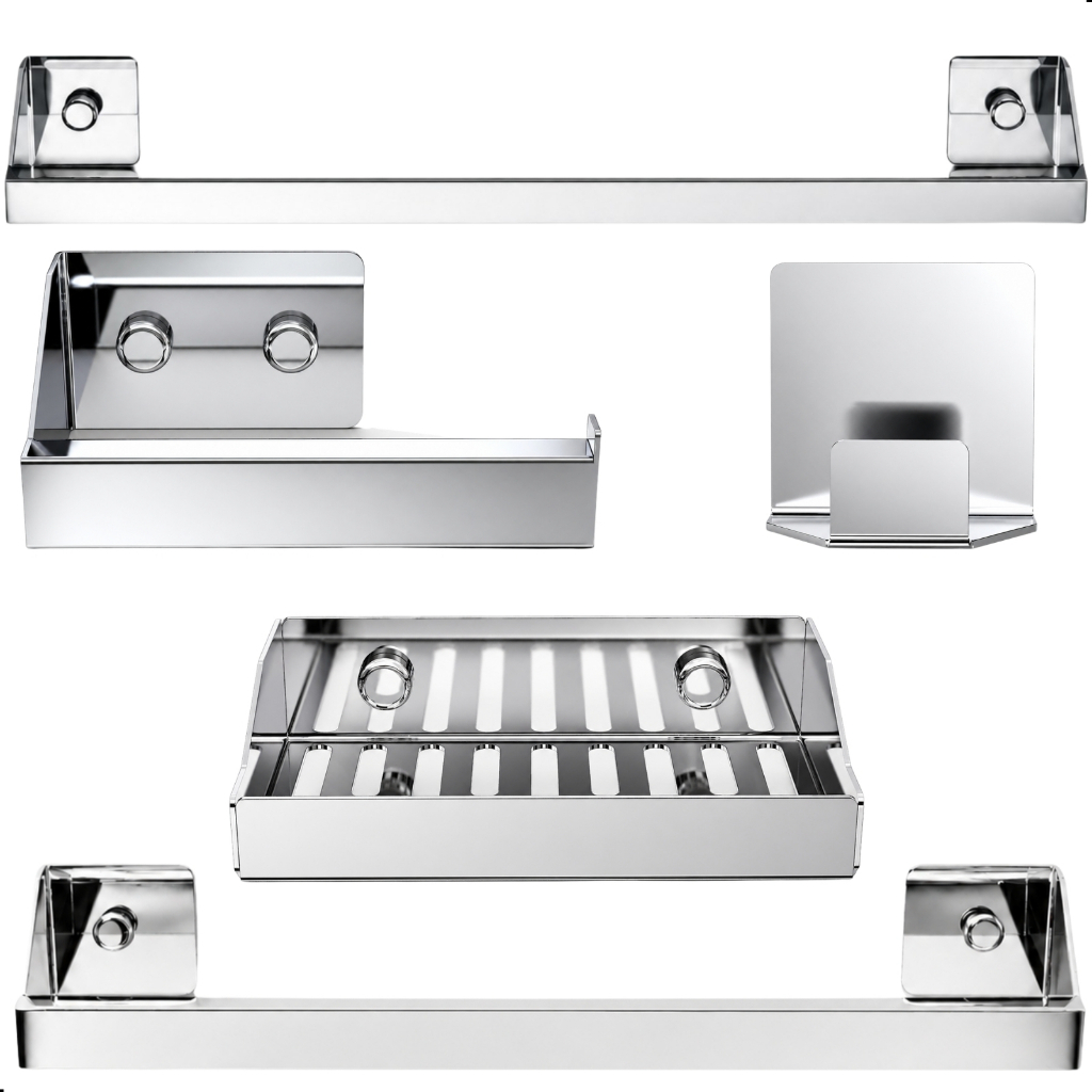 Kit Acessórios Para Banheiro Inox 5 Peças Master Slim DF
