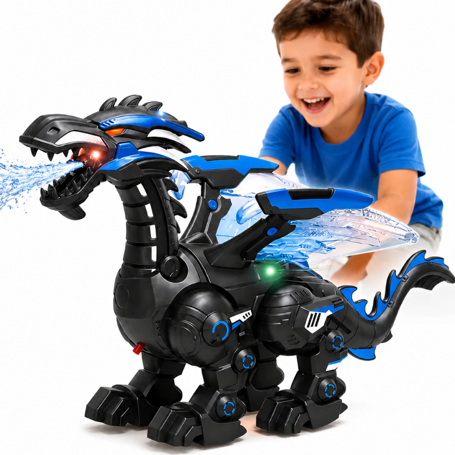 Dinossauro de Brinquedo Grande Com Som e Luz Cospe Água de Verdade