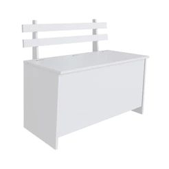 Caixa de Lenha Baú Multiuso com Encosto e Assento 73cm CL001 Suporta 60kg Branco - Completa Móveis