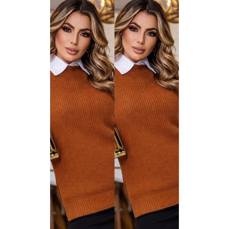 KIT 2 Coletes Colete Feminino Tricot   Pullover Tricô Luxo Max Colete Tricô Moda Feminina Inverno Lançamento