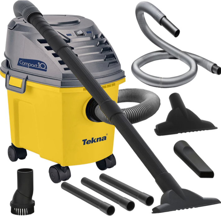 Aspirador De Pó e Água Compacto Portatil 1000W Com Rodas 10 Litros Tekna COMPACT10