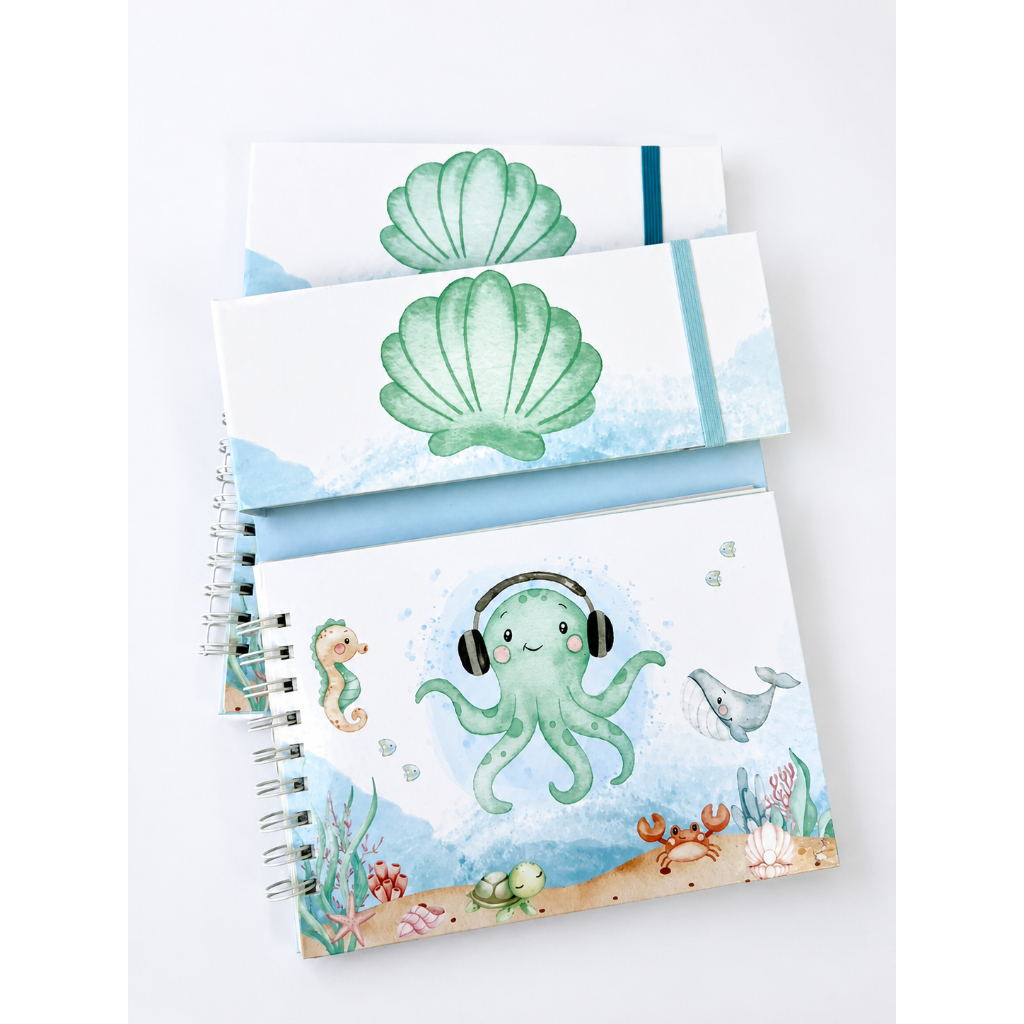 Kit Colorir Risque e Rabisque Cartonado Fundo do Mar | Lembrancinha Personalizada Infantil Revista Colorir