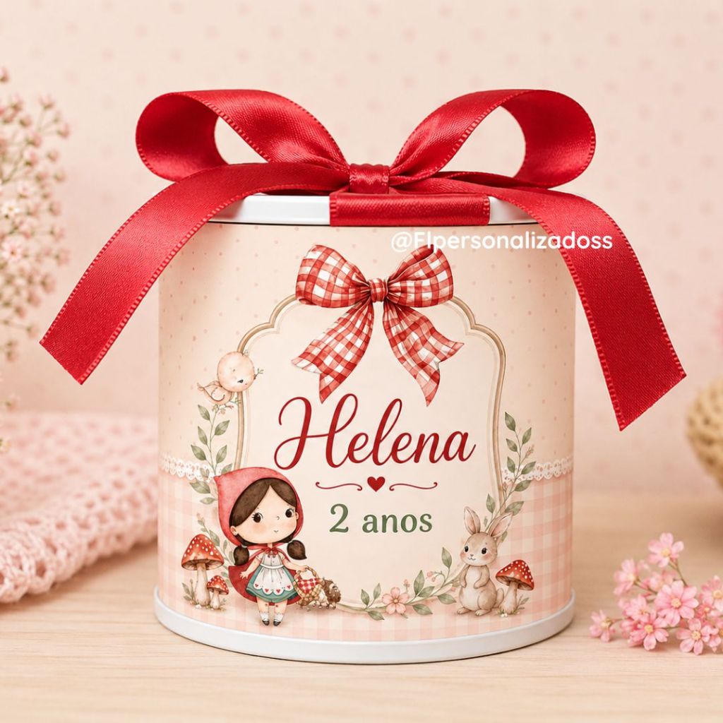 Kit Mini Tubolata Personalizada Chapeuzinho Vermelho - Lembrancinha Chapeuzinho Vermelho -Chá de bebê, Aniversário