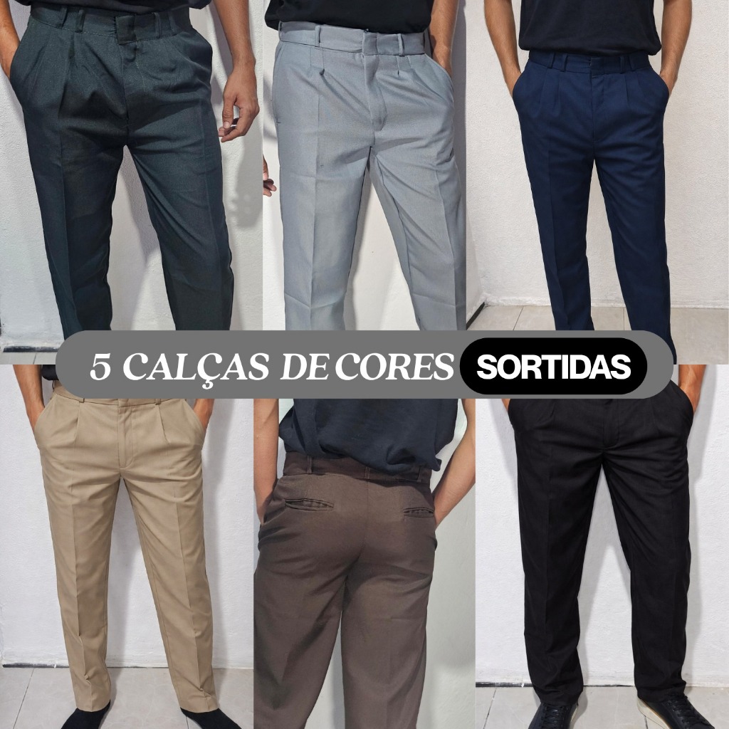 Kit 5 e 3 Calça Masculina Social Reta Basica Para Casamento Trabalho Escritório Envio Rapido